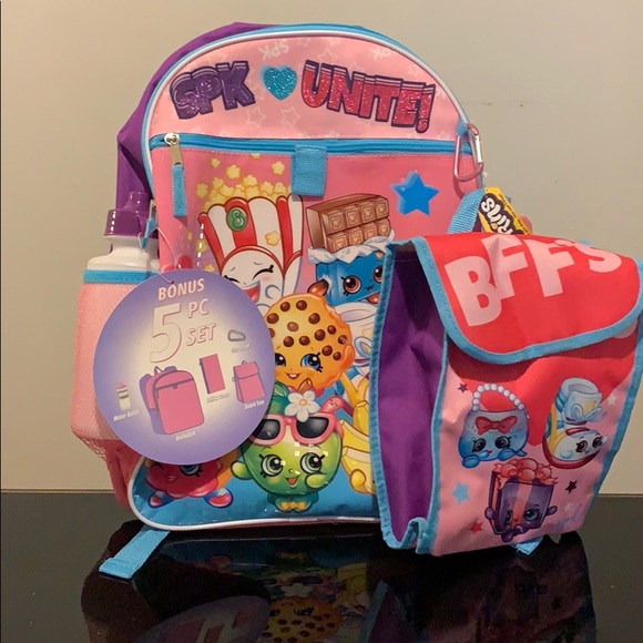 I Love SPK Shopkins 16/" Backpack School Book Bag Tote Full Size NWT